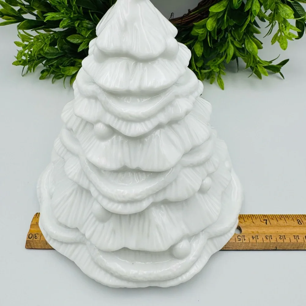 Vintage Milk White Ceramic Christmas Tree 7” Tall by 6.5” Wide Holiday Decor